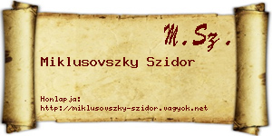 Miklusovszky Szidor névjegykártya